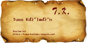 Tuss Kálmán névjegykártya
